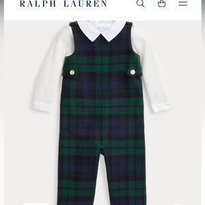 🧸NTW Ralph Lauren Wool Interlock Bodysuit & Plaid
Overall Set - Baby Boy 9M